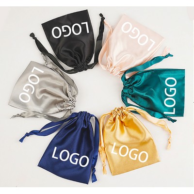 Custom Shiny Satin Drawstring Pouches