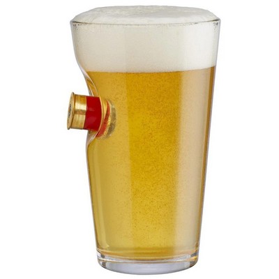 Shot Gun Shell Embedded Pint Glass