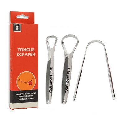 Tongue Scraper with Multicolor Cases Stainless Steel (2 Pack)