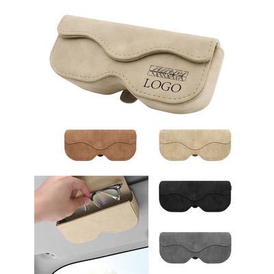 Suede Magnetic Car Sun Visor Glasses Holder