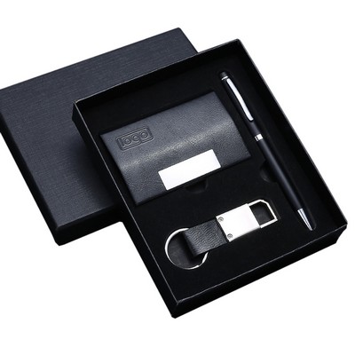 Business Card Holder Keychain Pen Gift Set