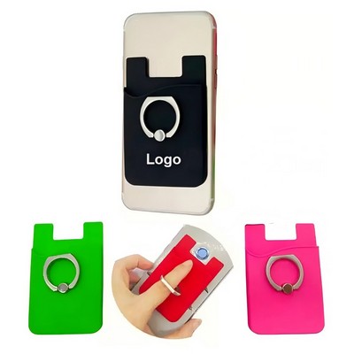 Silicone Smart Phone Wallet with Ring Stand