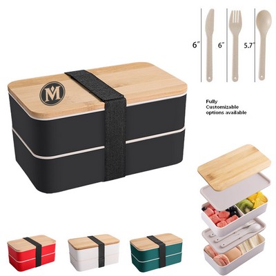 Bamboo Bento Box With Compartments