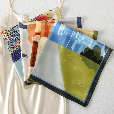 Custom 21.7" x 21.7" Satin Silk Feeling Scarves Fashion Bag Purse