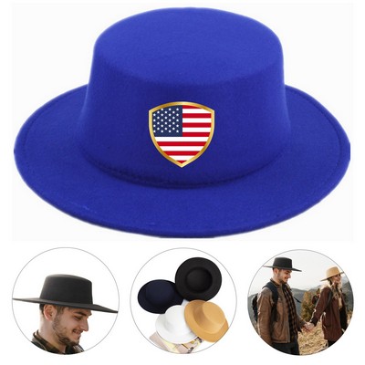 Flat-Brimmed Felt Hat