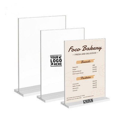11 x 8.5'' Acrylic T-Shaped Menu Card Holder Restaurant Double-Sided Display Table Tent