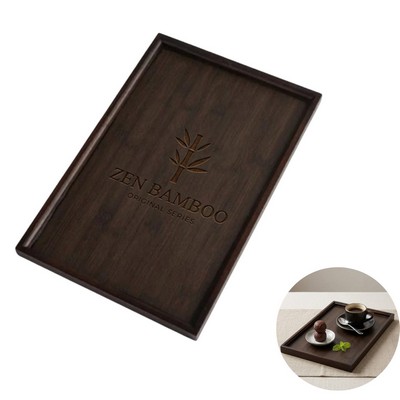 Thickened Bamboo Serving Tray - Walnut Finish