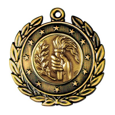 Stock Star Wreath 2" Medal- Torch & Hand