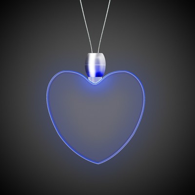 24" Blue Heart Light-Up Pendant Necklace(Pad Printed)