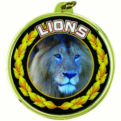 2 ¼" TM Series Academic Medal w/Lions Mascot Mylar Insert