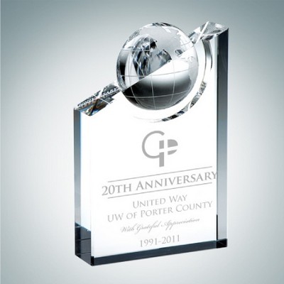 World Globe Pinnacle Optical Crystal Award (Small)
