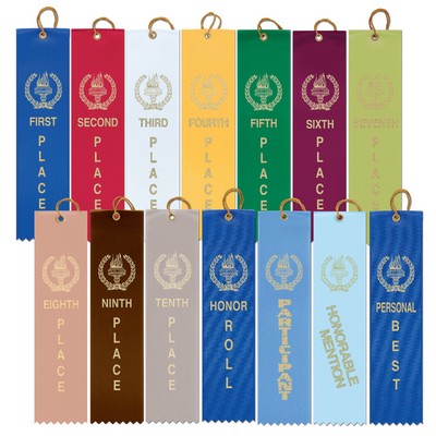 Stock Victory Torch Square Top Award Ribbon (2"x8")