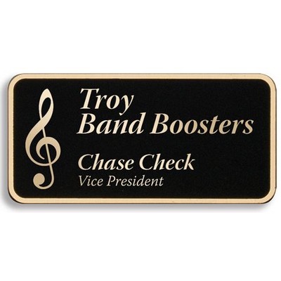 Black Brass Metal Name Tag w/Magnet (3" x 1.5")