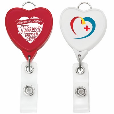 Jumbo Heart Retractable Badge Reel w/lanyard attachment