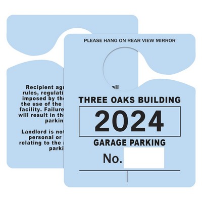 Hanging Parking Permit | Rectangle | 3" x 3 1/2" | .023" White Plastic