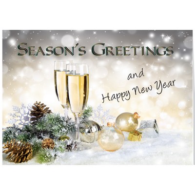 Champagne for New Year Greeting Card