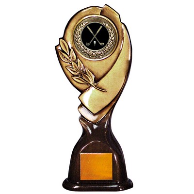 Stock 15" Classic Trophy with 2" Golf Coin and Engraving Plate