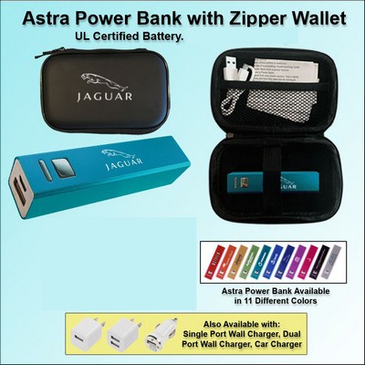 Astra Power Bank Gift Set in Zipper Wallet 2200 mAh - Aquamarine No Extra Tariff
