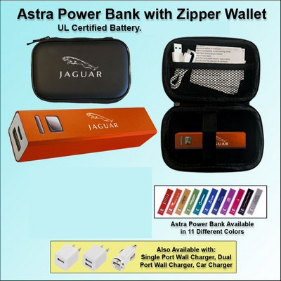 Astra Power Bank Gift Set in Zipper Wallet 2200 mAh - Orange No Extra Tariff