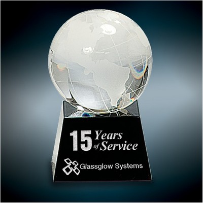Crystal Globe on Black Base, 3"H