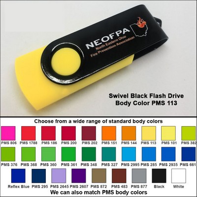 Swivel Black/Yellow Flash Drive (128 MB Memory) - Body PMS 113