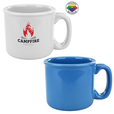 15 Oz. Solid Hawaiian Blue Retro Campfire Mug - Dishwasher Safe - Precision Spot Color