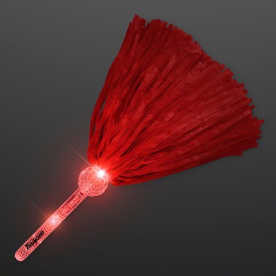 Light Up Team Spirit Red Pom Poms - PRINTED