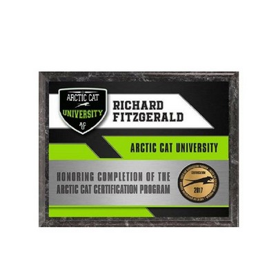 10½" x 13" Full Color Value Plaque - Black Marble Panel