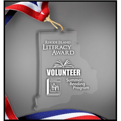 Rhode Island Neck Medal in Clear Acrylic