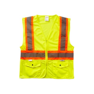 Xtreme Visibility DOT Class 2 Contrast Stripe Zip Vest