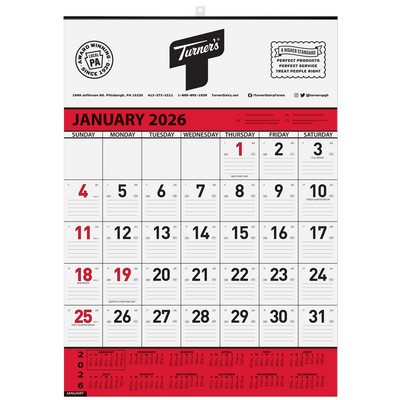 Contractor Calendar w/1 Color Imprint (18"x25")