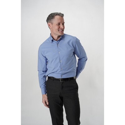 Woven Stretch Shirt Yarn Dyed Small Check - Blue