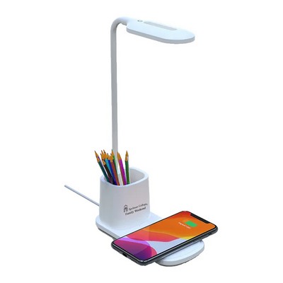 3 Brightness Level Lamp Multi-functional Wireless Charger with Pen Holder