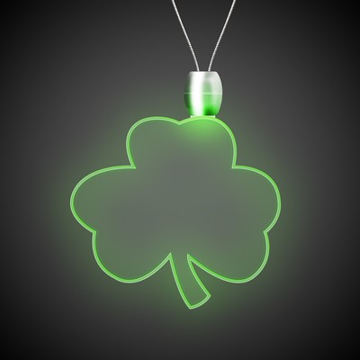 24" Green Shamrock Light-Up Pendant Necklace(Laser Engraved)