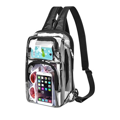 Transparent PVC Sports Backpack Stadium Bag Shoulder Bag Adjustable Shoulder Bag Travel Storage Bag