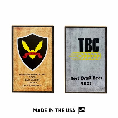 4" x 6" Wood Block Award with Metal Face