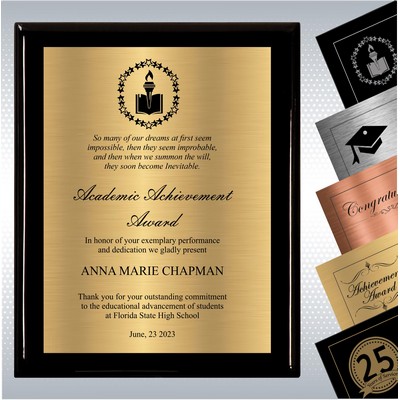 Black Piano Finish Wood Plaque Academic Achievement Gift (12" x 15")