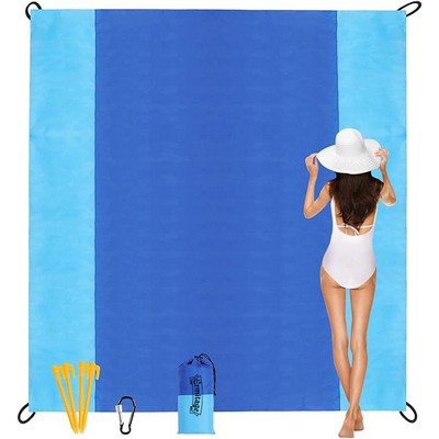 Beach Blanket Sandproof, Oversized Beach Mat 10' X 9' Suitable for 8-10 Adults, Picnic Mat ,