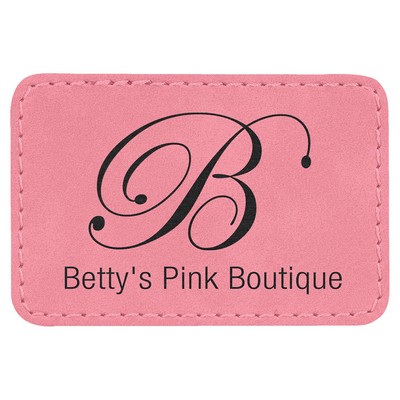 3"x2" Rectangle Patches, Pink Laserable Leatherette