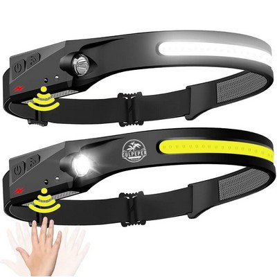 230degrees Wide Beam Head Lamp LED with Motion Sensor headlamp Rechargeable Camping Accessories Gear