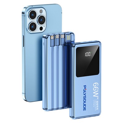 66W Super Fast Charging Power banks 20000mAh Built in Cables , Portable Charger with Cords Wires