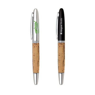 Cork Barrel Rollerball Pen w/Removable Cap