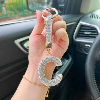 Crystal Surface Letter C Keychain Initial Keychain