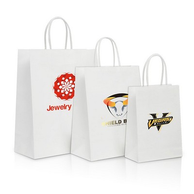 White Kraft Shopping Bag (8" X 4" X 10") Medium