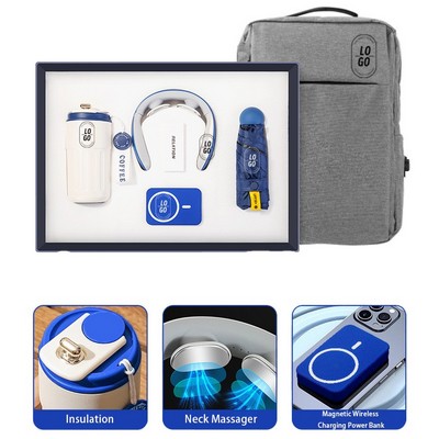 5" 1 Massager Coffee Cup Umbrella Power Bank Set Gift Box