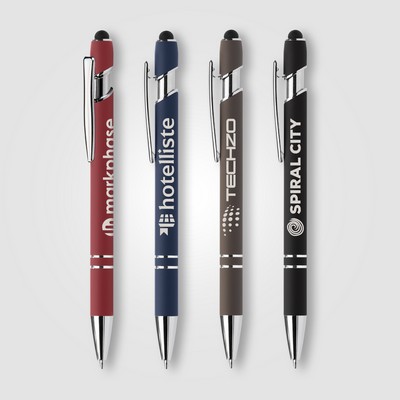 Ellipse Softy Recycled Aluminum Pen w/ Stylus + Anti-Fraud Ink - Laser