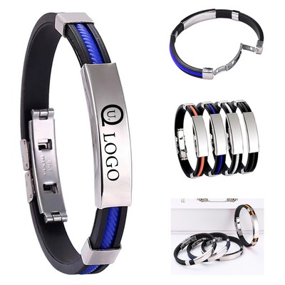 Customizable Engraving Stainless Steel Silicone Bracelets