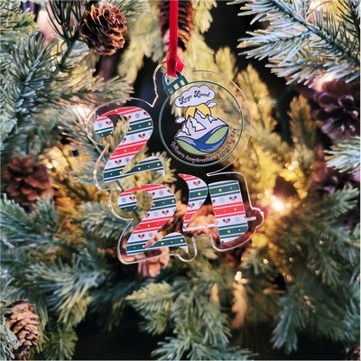 Custom Printed Acrylic Stacked 2024 Ornament