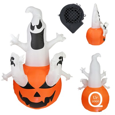 Halloween Inflatable Three Ghosts w/ Pumpkin Base