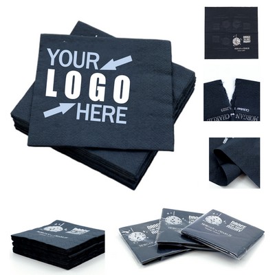 2Ply Black Napkin-Diagonal Imprint